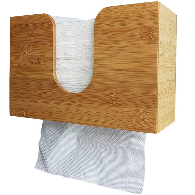 Sooyee Paper Towel Dispenser Wall Mount,Bamboo Trifold Paper Towel Dispenser Countertop,Paper Towel Holder for Bathroom,Kitchen, Office,Toilet - Image 1